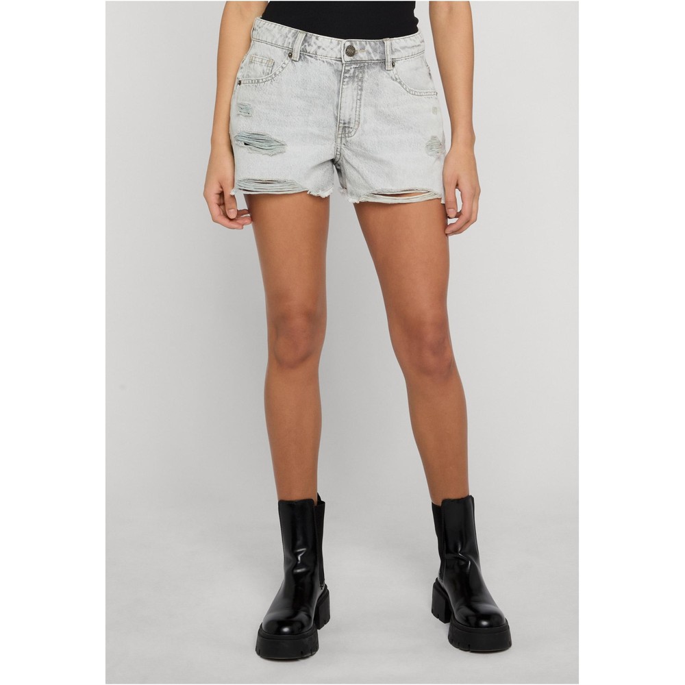 Urban Classics - Destroyed Denim Shorts - Silver coloured